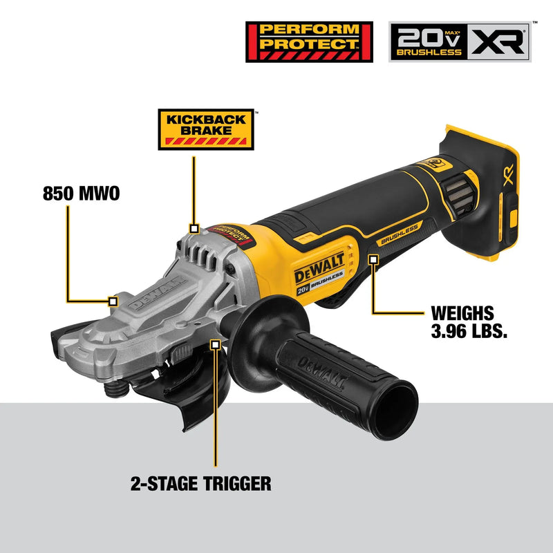 DEWALT DCG413FB Kit Brushless Cordless Paddle Switch 125MM 5in. Angle Grinder 20V Lithium Power Tools With Battery Charger