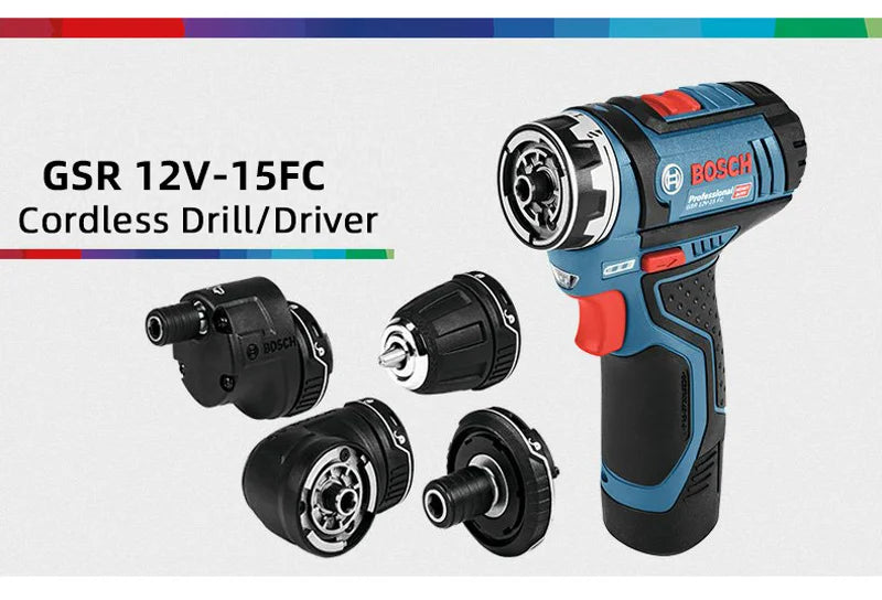 BOSCH GSR 12V-15 FC Cordless 4in1 Drill Driver Compact Multifunction 12V Lithium Battery Power Tools Home Diy 1300RPM 30NM