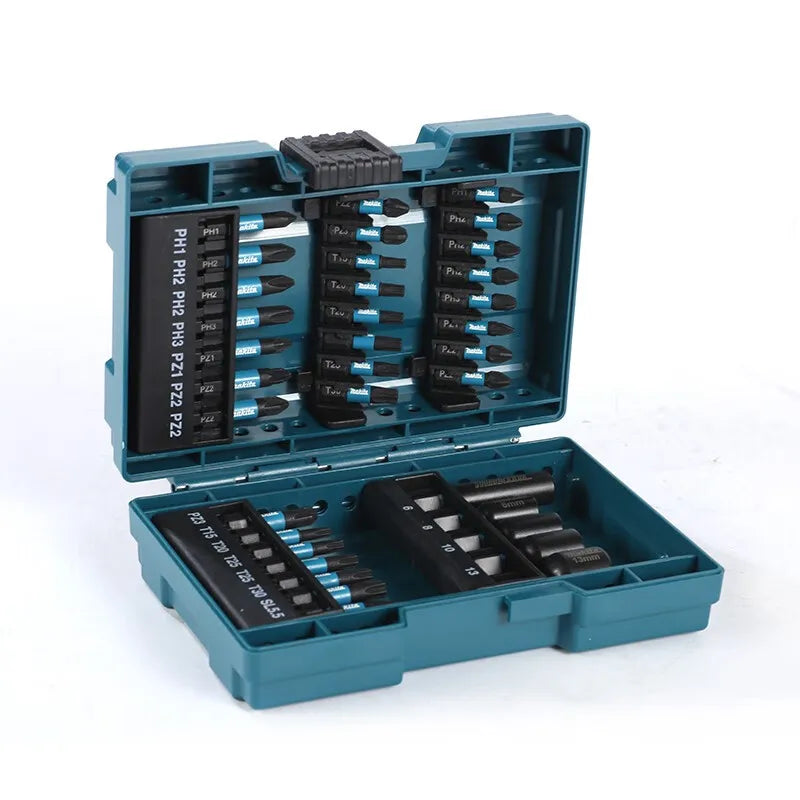 Makita E-06638 Impact Driver Bit Socket Set of 35 Hex Shaft 0.25 Inch (6.35 Mm) Shank With Case