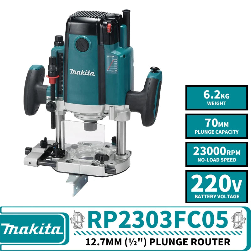 Makita RP2303FC05 12.7mm (½") Plunge Router Carpenters Woodworkers 220V