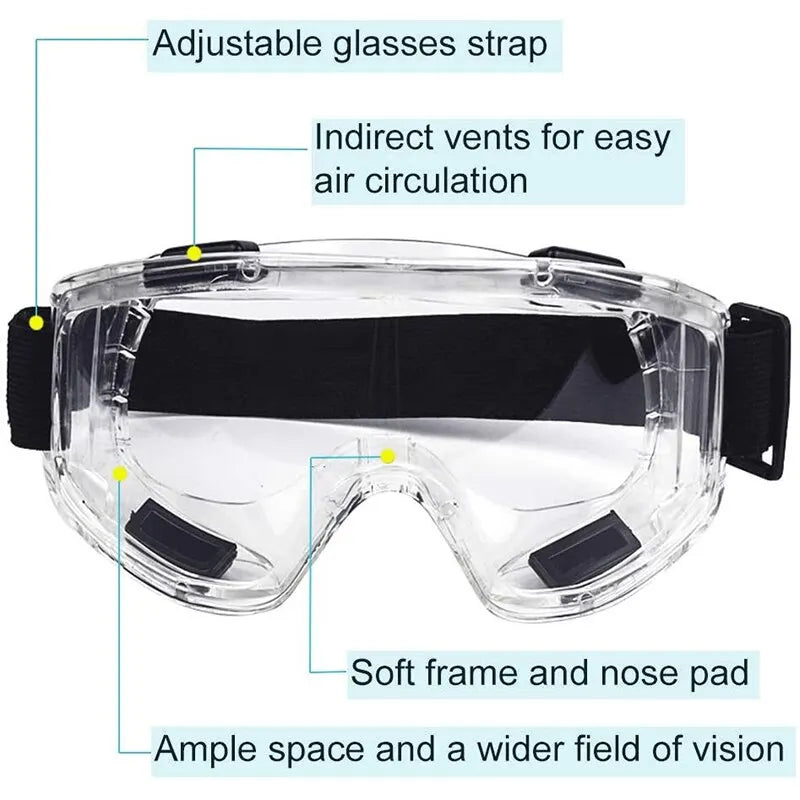 Safety Goggle Anti Splash Dust Proof Work Lab Eyewear Eye Protection Industrial Research Safety Glasses Clear Lens