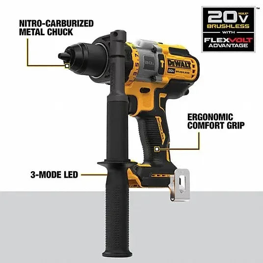 DEWALT DCD999 1/2in Brushless Cordless Hammer Drill Driver 20V Lithium Power Tools Hammer Impact Drill 2000RPM 38250BPM 126NM