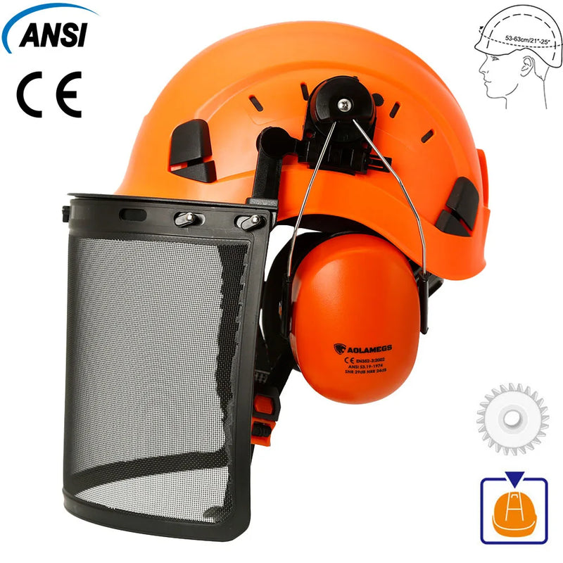 Industrial Forestry Safety Helmet Visor Earmuffs Chainsaw Arborist Logging Hard Hat Goggles CE ABS Construction Working Hard Cap