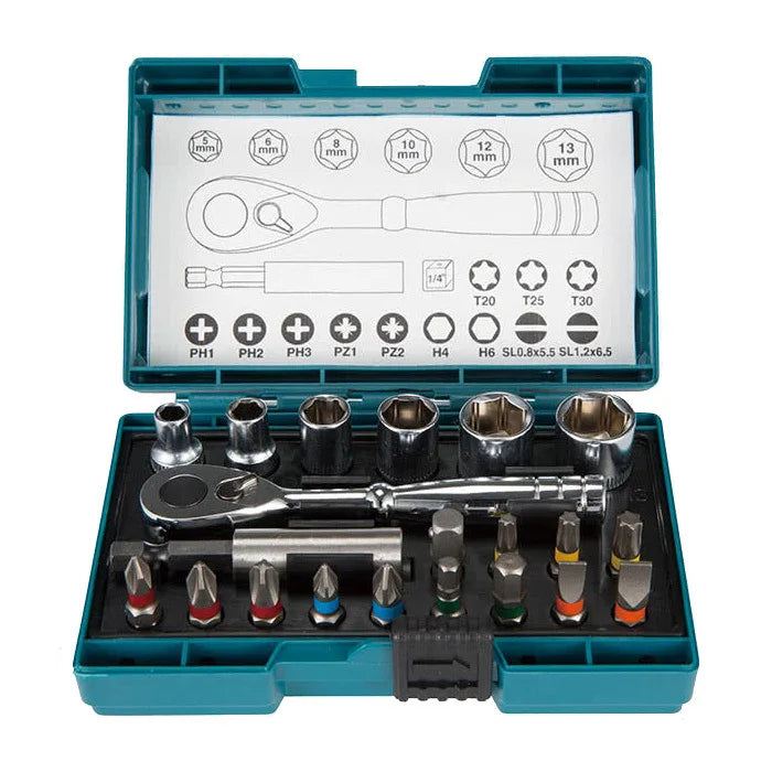 Makita B-54081 21Piece Mini Rachet Handle Driver Socket Set