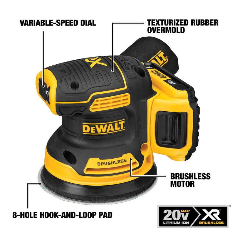 DEWALT DCW210 Kit 5in Brushless Cordless Variable-Speed Random Orbital Sander 20V Lithium Power Tools With Battery Charger