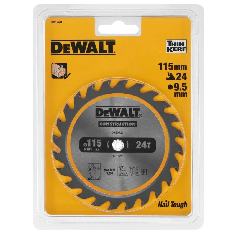 DEWALT DT20420 Construction Circ Saw Blade Cordless Framing 115MM 24T For DCS571 Power Tool Accessories