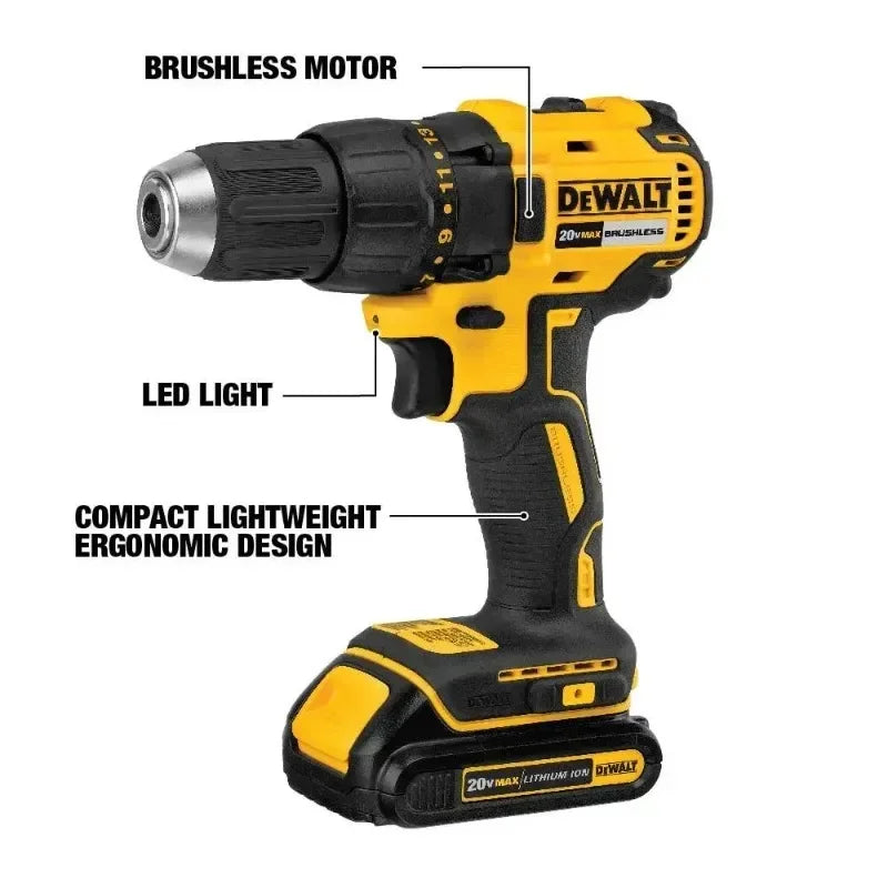 DEWALT DCD7771 Kit Brushless Cordless Compact Driver Drill 20V Electric Screwdriver Lithium Tools 1750RPM With Battery Charger