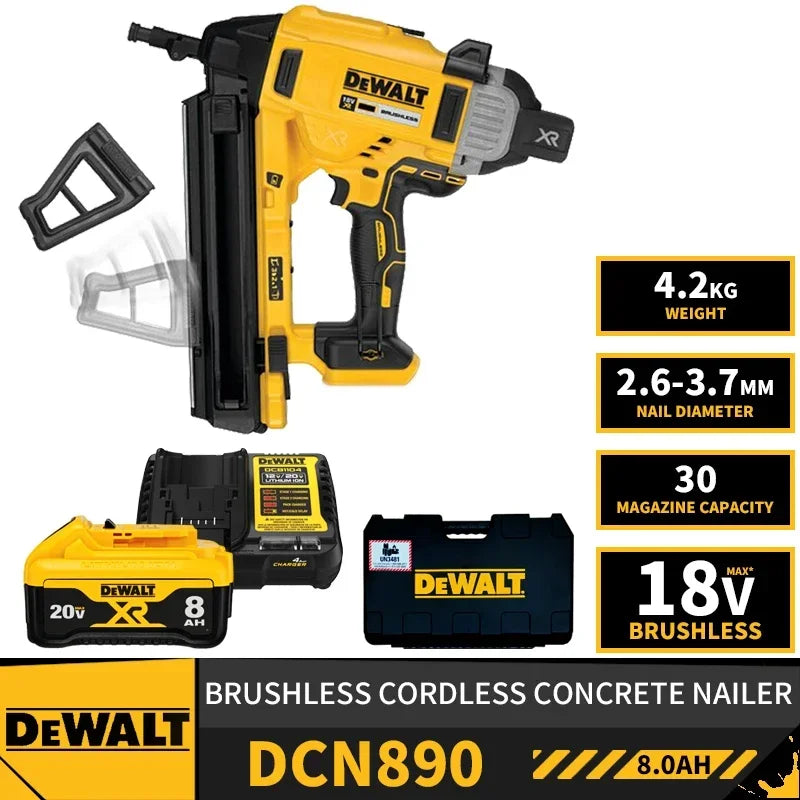 DEWALT DCN890 Kit Brushless Cordless Concrete Nailer 18V Lithium Power Tools Nail Gun With Battery Charger