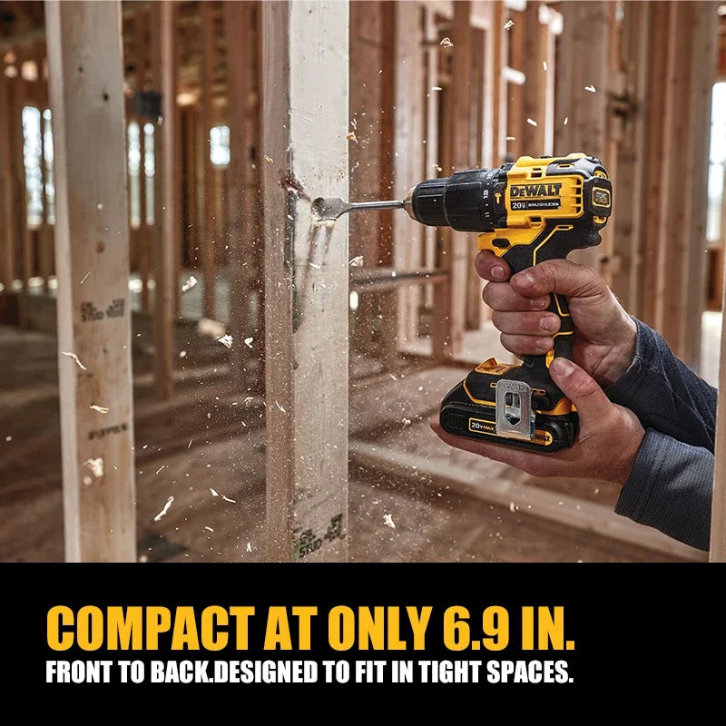 DEWALT DCD709 1/2in Brushless Cordless Compact Hammer Impact Drill Driver Electric Screwdriver 20V Lithium Power Tools 1650RPM