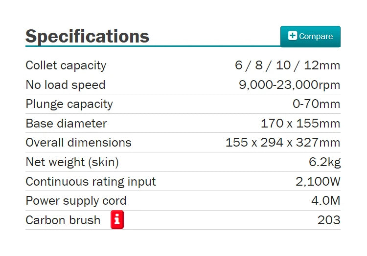 Makita RP2303FC05 12.7mm (½") Plunge Router Carpenters Woodworkers 220V