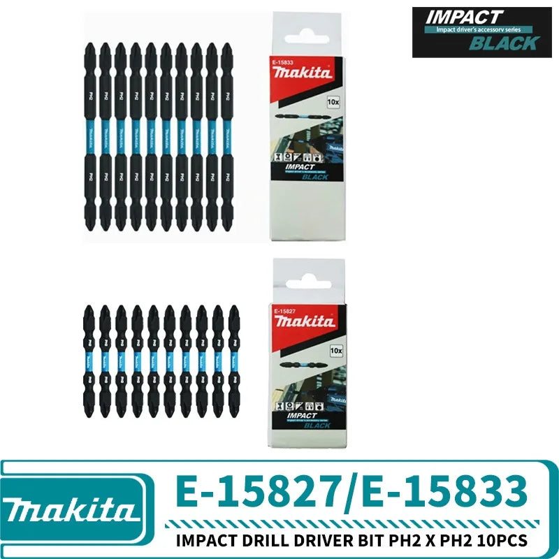 Makita E-15827 E-15833 IMPACT BLACK Drill Driver Bit PH2 X PH2 10PCS 65MM 110MM