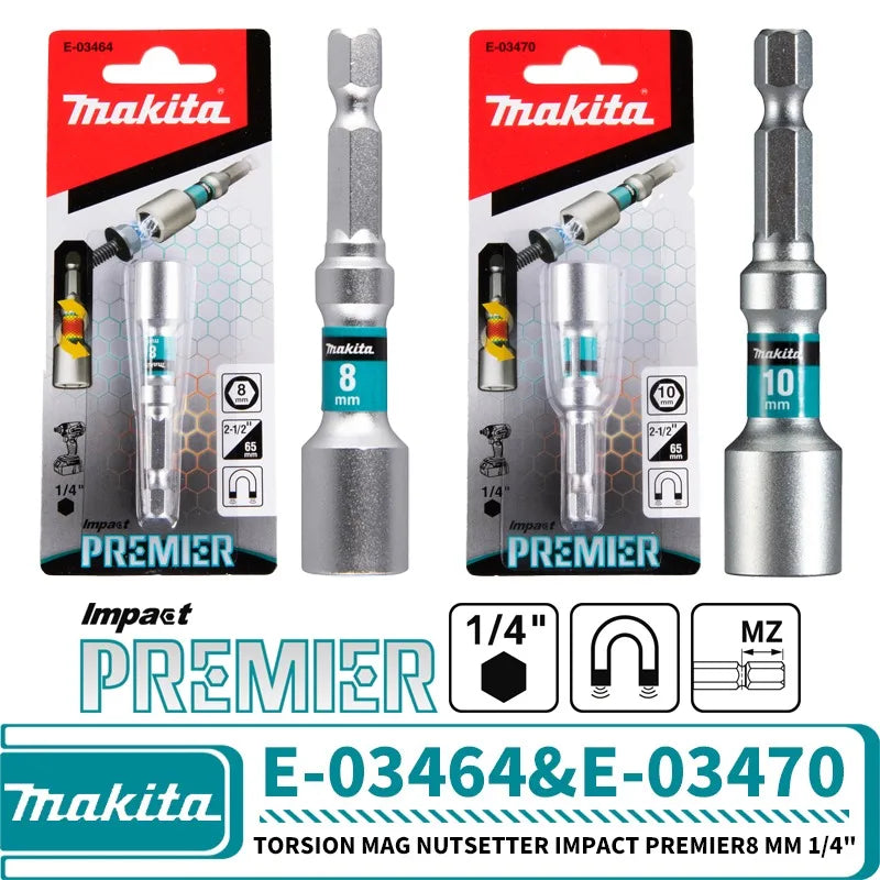 Makita E-03464 E-03470 Torsion Mag nutsetter Impact Premier Hex 8/10 x 65 mm 1/4" Power Tool Accessories