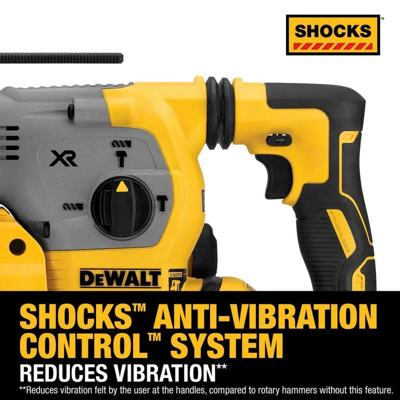 DEWALT DCH293 Kit 1-1/8in XR® Brushless Cordless SDS PLUS L-Shape Rotary Hammer 20V Lithium Power Tools With Battery Charger