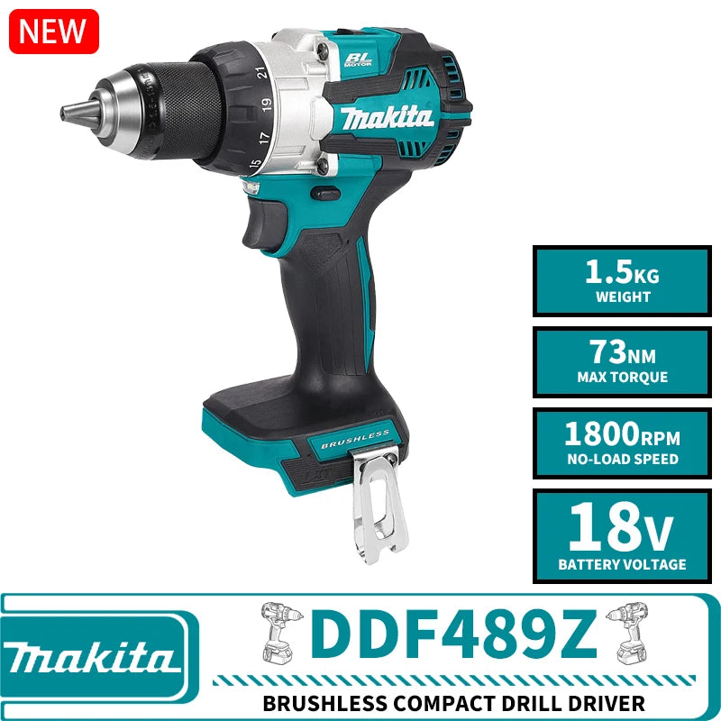 Makita DDF489Z DHP489Z Brushless Cordless Compact Hammer Driver Drill LXT  18V Lithium Power Tools 1800RPM 73NM