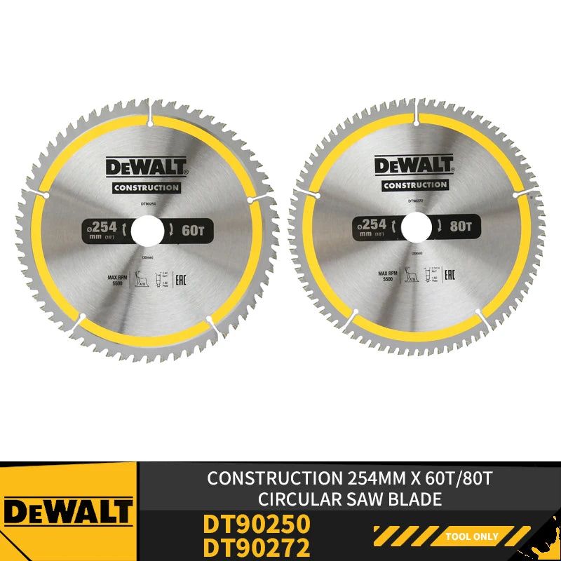 DEWALT DT90250 DT90272 254MM*60T/80T Construction Circular Saw Blade Power Tool Accessories