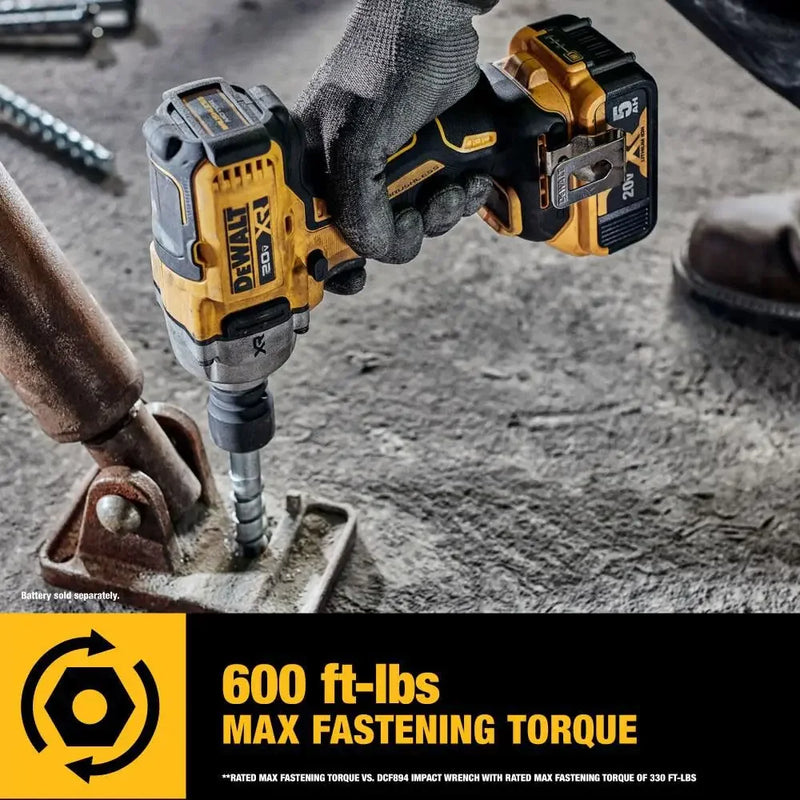 DEWALT DCF892 Kit 1/2in Brushless Cordless Mid-Range Impact Wrench With Detent Pin Anvil 20V Lithium 812NM With Battery Charger