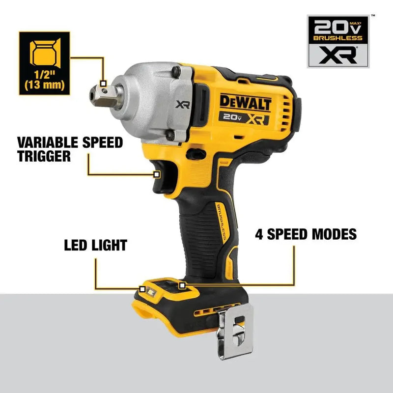 DEWALT DCF892 1/2in Brushless Cordless Mid-Range Impact Wrench With Detent Pin Anvil 20V Lithium Power Tools 3250IPM 812NM