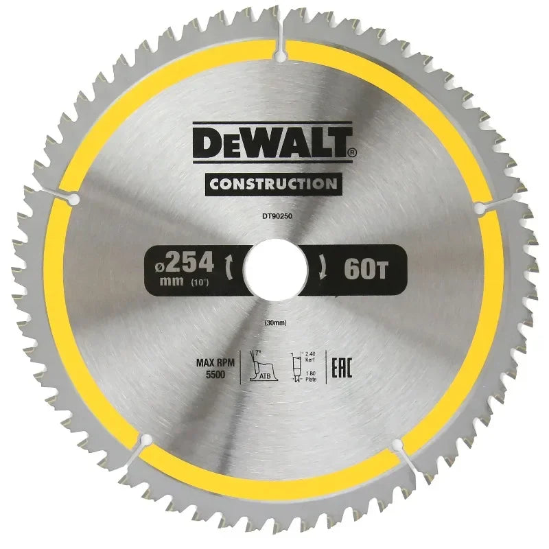 DEWALT DT90250 DT90272 254MM*60T/80T Construction Circular Saw Blade Power Tool Accessories