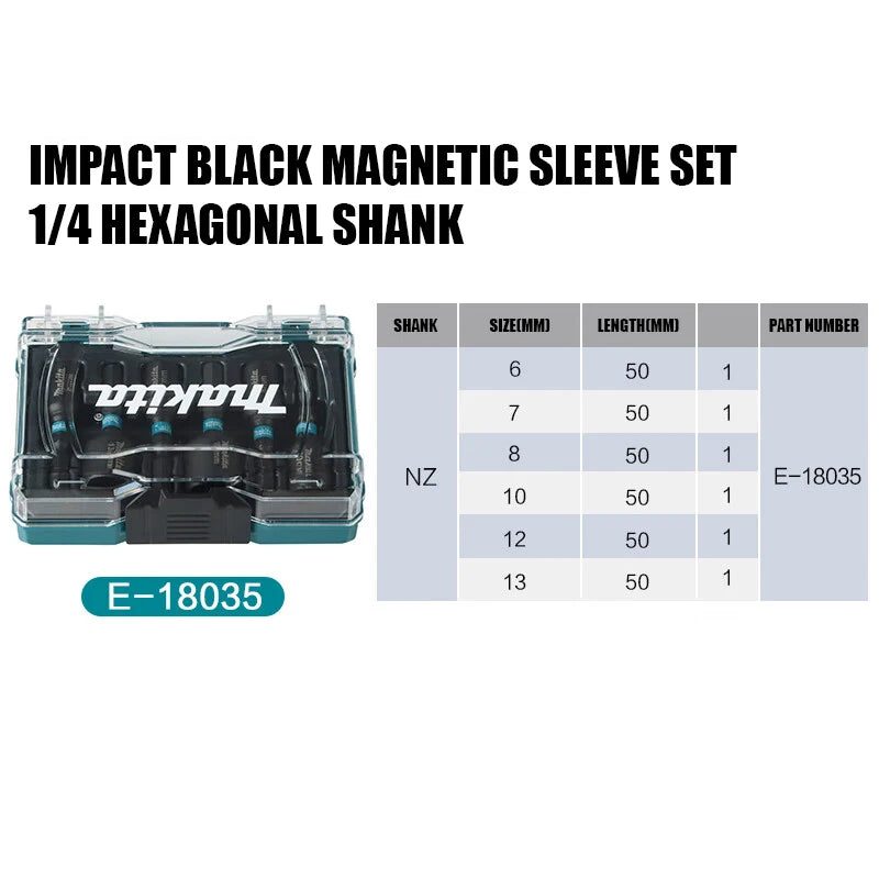 Makita E-18035 IMPACT BLACK IMPACT BLACK Nutsetter Assort (Nz) 6PCS For Driver