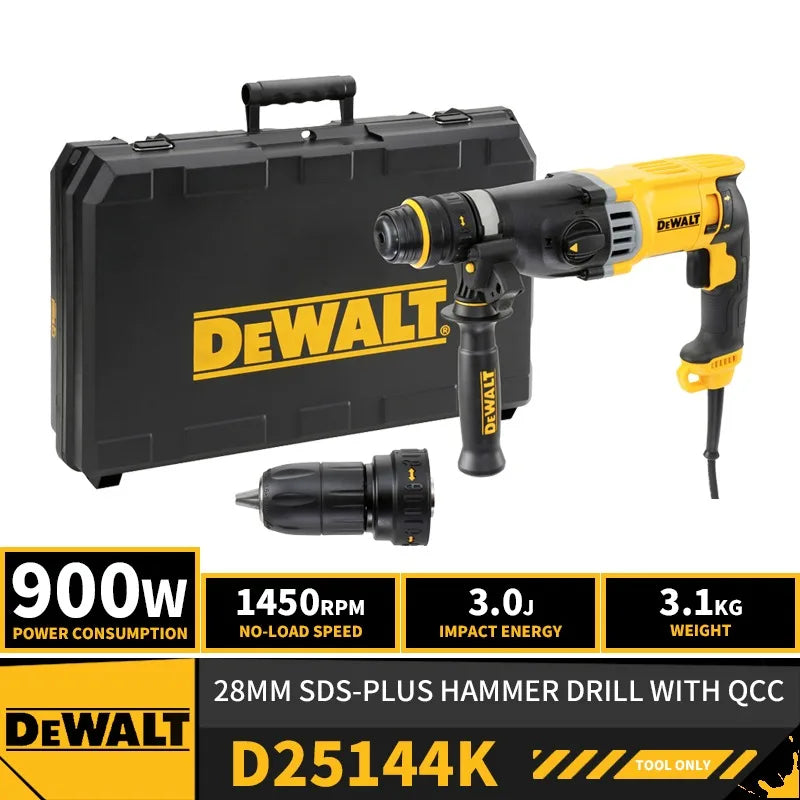 DEWALT D25144K 28mm SDS-Plus Hammer Drill With QCC 3.0J 900W