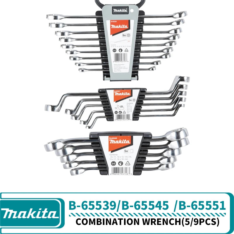 Makita B-65539 Combination Wrench 9PCS. Set B-65545 Flare Nut Wrench 5PCS. Set B-65551 Double Box Wrench 5PCS. Set