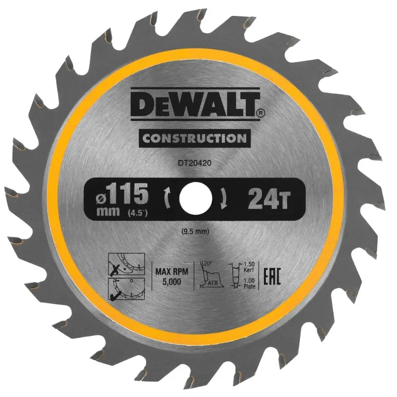 DEWALT DT20420 Construction Circ Saw Blade Cordless Framing 115MM 24T For DCS571 Power Tool Accessories