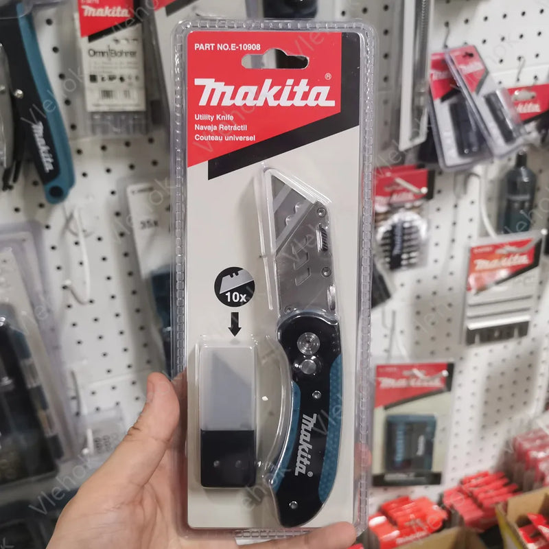 Makita E-10908 Utility Knife Folding Knife Pipe Cutter Pocket Knife Wood Handle Knife Paper Cutter Unpacking Cutter Industri