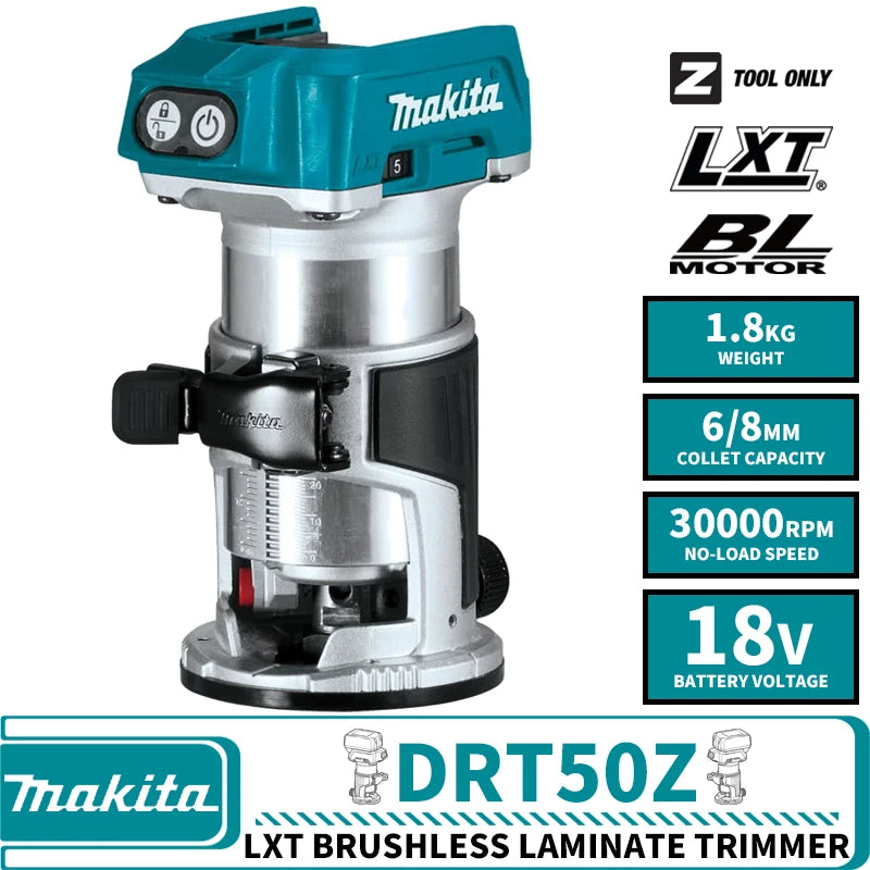 Makita DRT50Z LXT Brushless Cordless Laminate Trimmer 18V Carpenter Lithium Tools DRT50ZJX9 30000RPM Electric Trimmer Woodworker