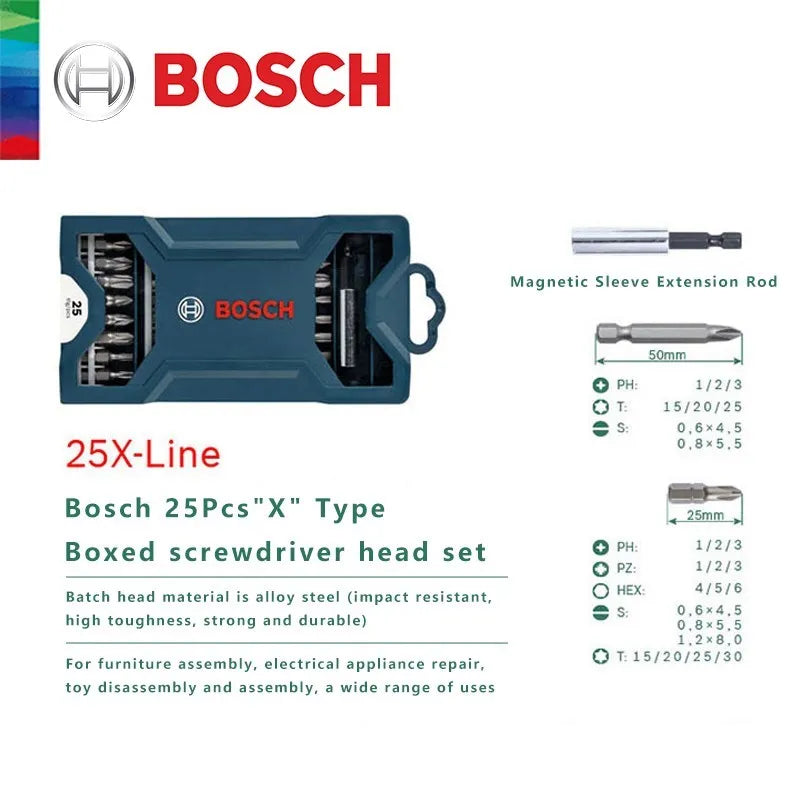 BOSCH 25PCS Electric Srewdriver Set Hand Tool Kit Home DIY Drill Bits Original Professional Power Tools