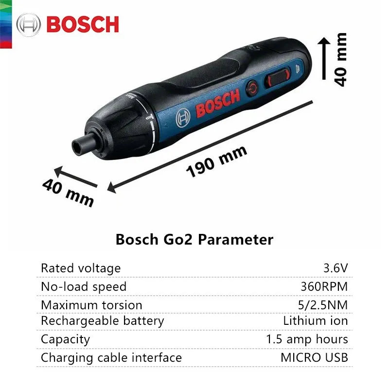 Bosch Go 2 Screwdriver Rechargeable Cordless Drill Impact Driver Bosch Go Electric Screwdriver Multi-Function Home Power Tools