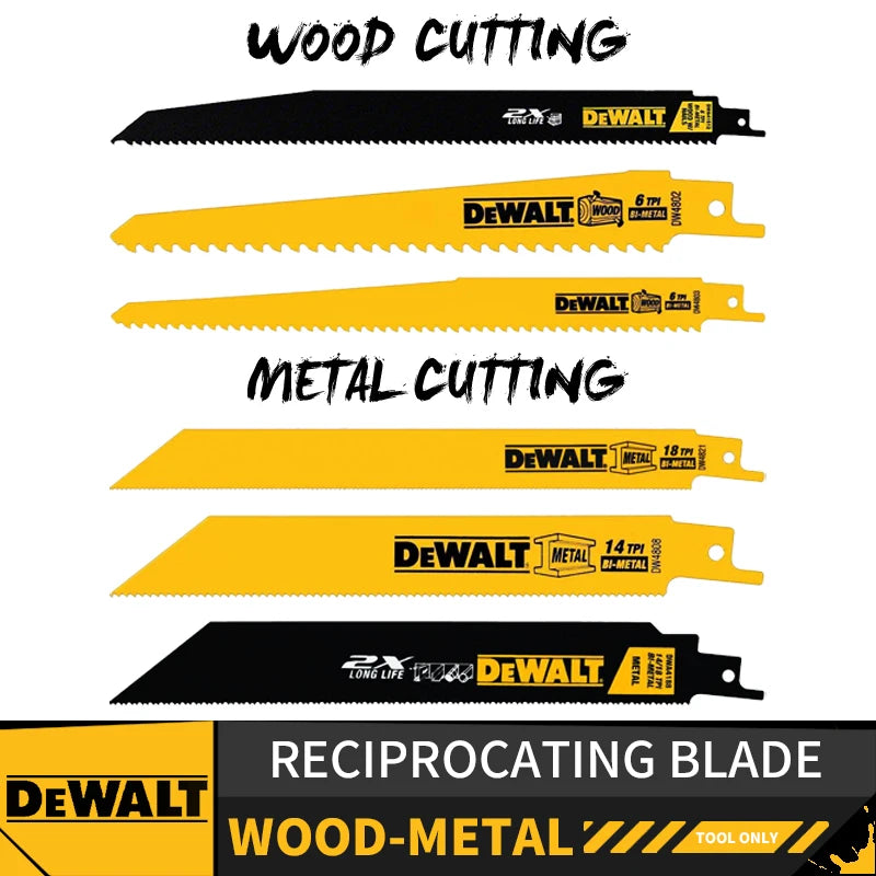 DEWALT Straight Back Wood Cutting Bi-Metal Reciprocating Saw Blades 2X Long Life For DEWALT  DCS369 DCS367 DCS389 DCS310