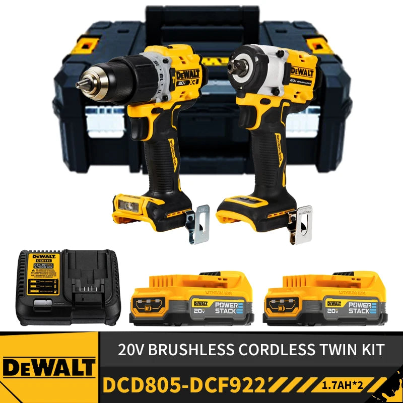 DEWALT DCD805 DCF922 Brushless Cordless Drill Impact Driver Twin Kit TSTAKII 20V Power Tools Kit With Battery Charger POWERSTACK