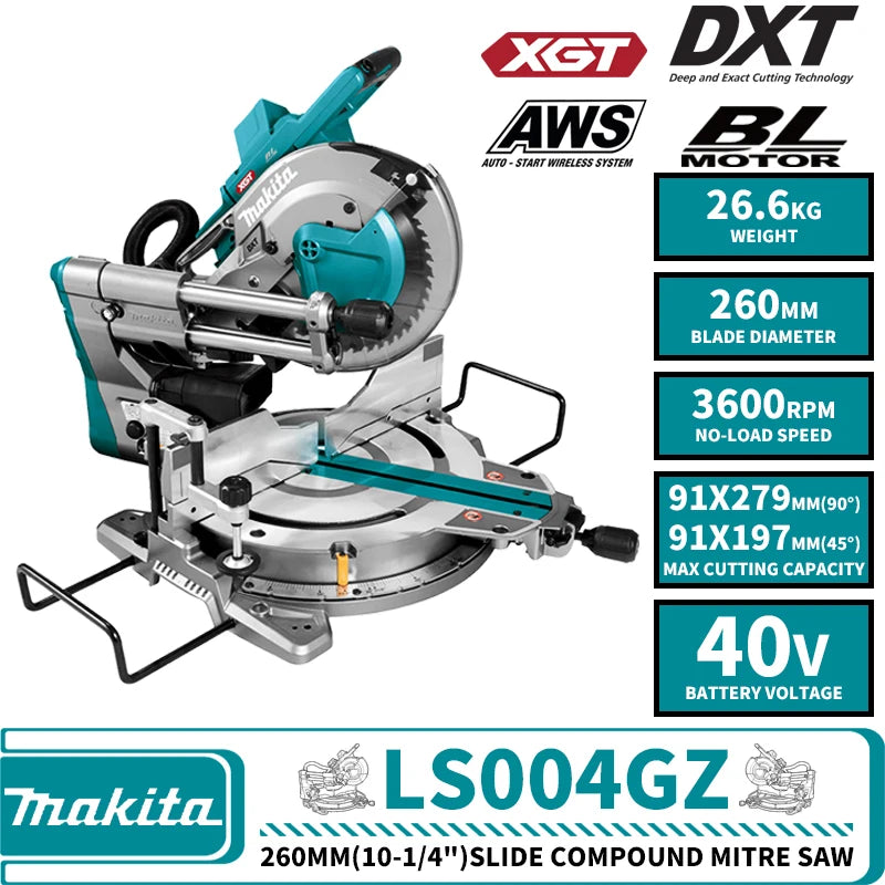 Makita LS004GZ XGT Brushless Cordless 260MM(10-1/4")Slide Compound Mitre Saw 40V Lithium Power Tools