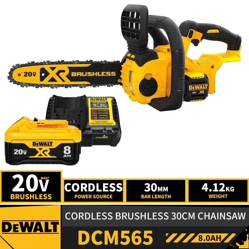 DEWALT DCM565 Kit Brushless Cordless 30mm Compact Chainsaw 20V Lithium Power Tools Garden Wood Cutter With Battery Charger