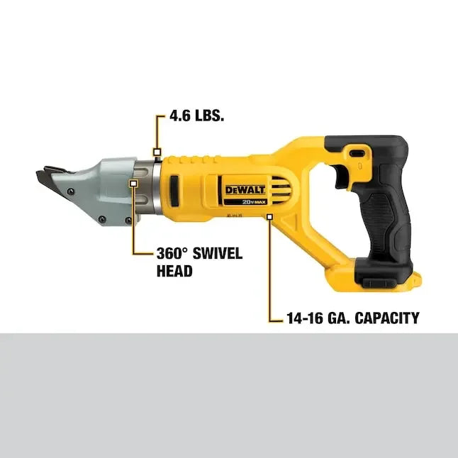 DEWALT DCS494 Kit 14GA Swivel Head Double Cut Shears 20V Lithium Power Tools With Battery Charger