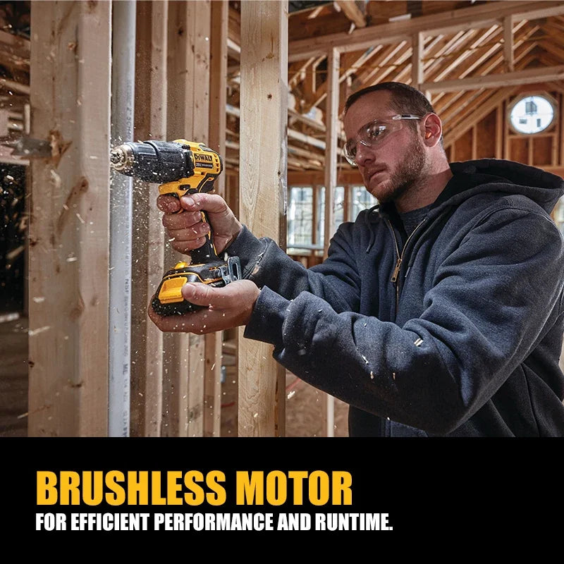 DEWALT DCD709 Kit 1/2in Brushless Cordless Compact Hammer Impact Drill Driver 20V Lithium Power Tools With Battery Charger