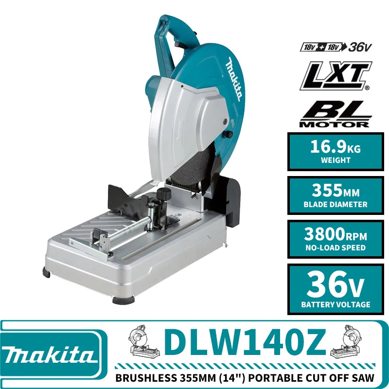 Makita DLW140Z Brushless Cordless 355MM (14") Portable Cut Off Saw LXT 36V Lithium Power Tools