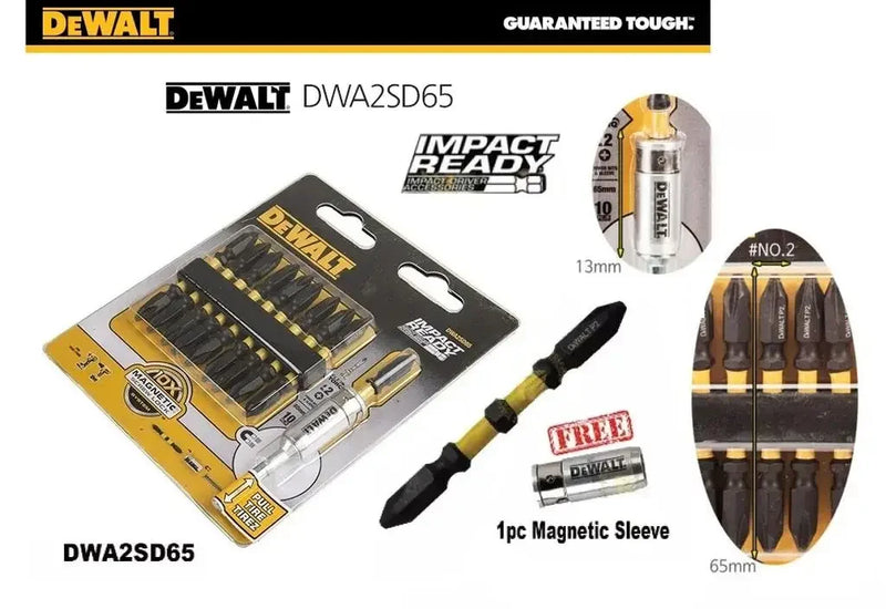 DEWALT DWA2SD65 10PCS 65mm Torsion Bit With 13MM Magnetizer Power Tool Accessories