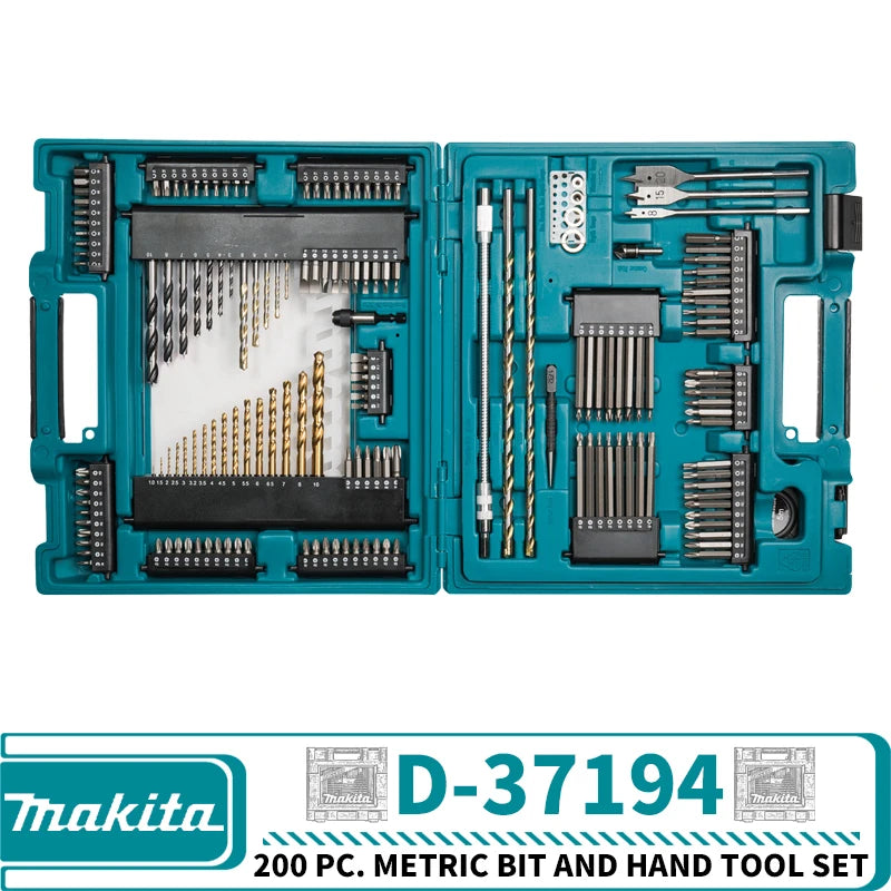 Makita D-37194 200 Pc Metric Drill  Driver Bit And Hand Tool Combination Set Power Tool Accessories