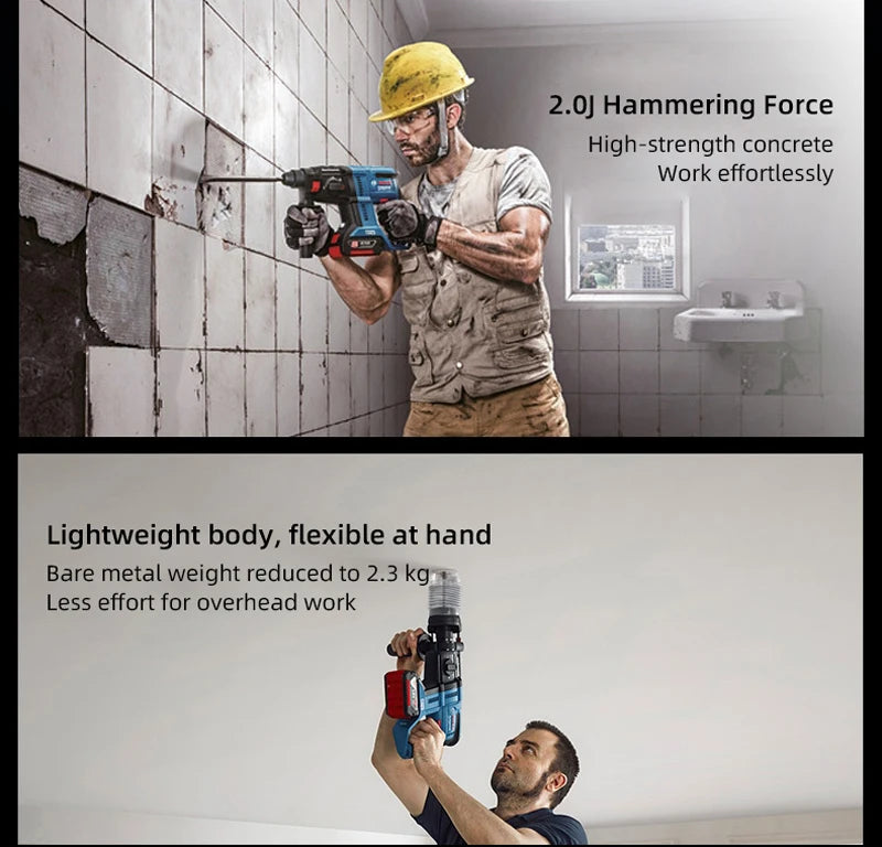 BOSCH GBH 180-LI Brushless Cordless Rotary Hammer With SDS PLUS Drill 18V Lithium Battery Power Tools 5100BPM 2J