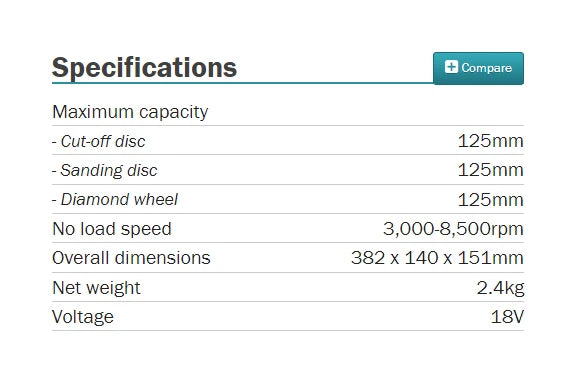 Makita DGA518Z Brushless Cordless 125MM (5") Variable Speed Paddle Switch Angle Grinder LXT 18V Lithium Power Tools 8500RPM