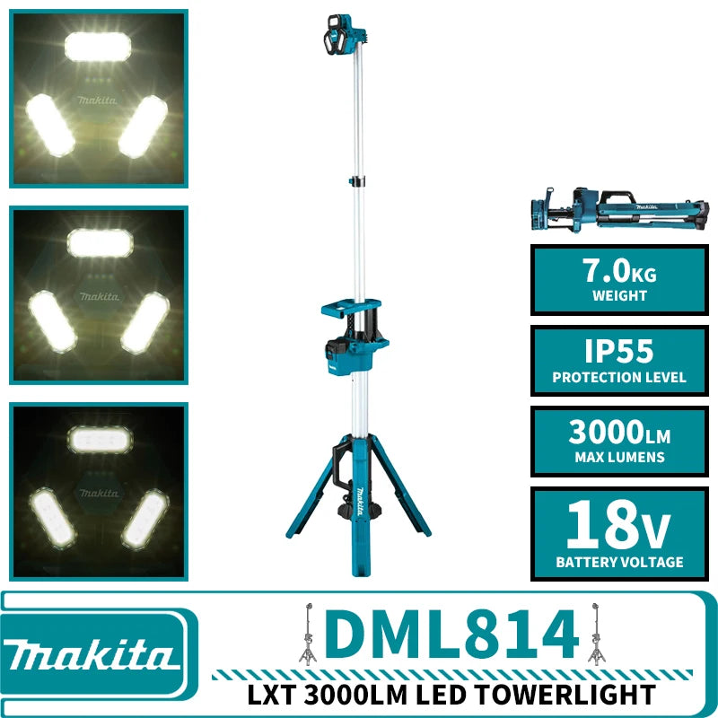 Makita DML814 LXT 3000LM LED Towerlight 18V Lithium Power Tools Outdoor Industrial Lighting