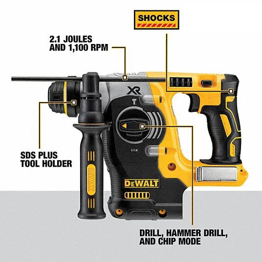 DEWALT DCH273 24MM 1in Brushless Cordless SDS PLUS L-Shape Rotary Hammer 18V Lithium Power Tool Hammer Impact Drill 4600BPM 2.1J