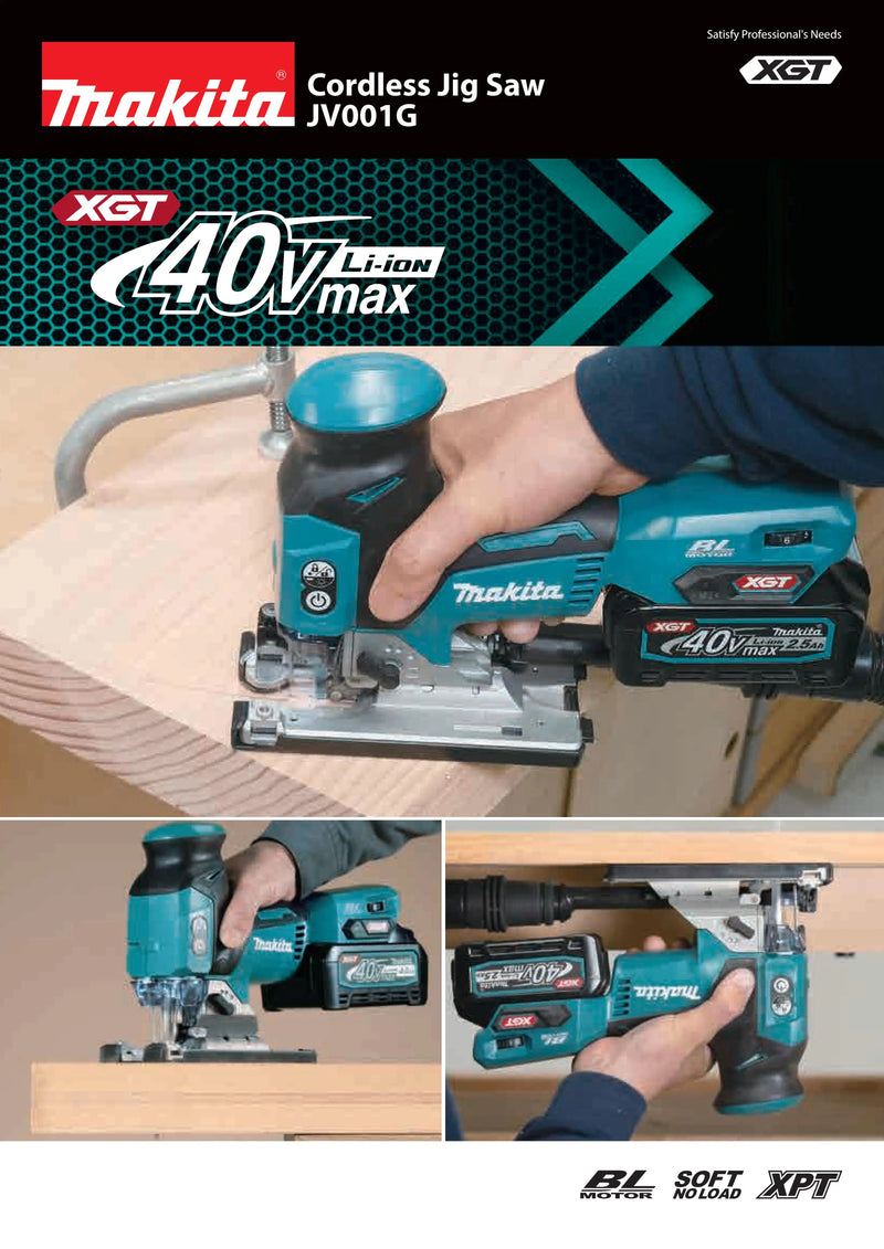 Makita JV001GZ Brushless Cordless Barrel Handle Jigsaw XGT 40V Lithium Power Tools