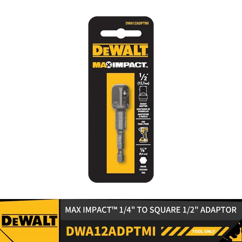 DEWALT DWA12ADPTMI DWA38ADPTMI MAX IMPACT™ 1/4" TO SQUARE 1/2" or 3/8" ADAPTOR Power Tool Accessories