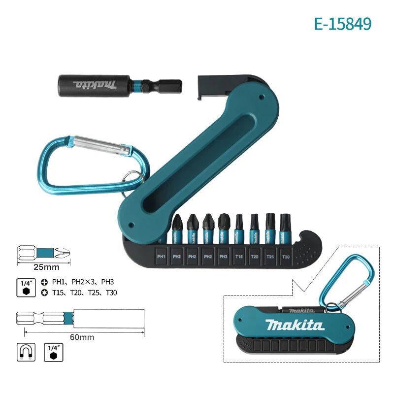 Makita E-15849 Impact Black Screwdriver Bit Set Power Tool Accessories Keychain