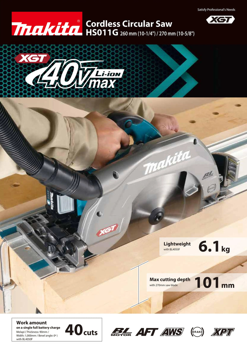 Makita HS009GZ XGT Brushless AWS* 235MM 9-1/4" Rail Circular Saw 40V Renovation Team Lithium Power Tools Wood Saw 4000RPM