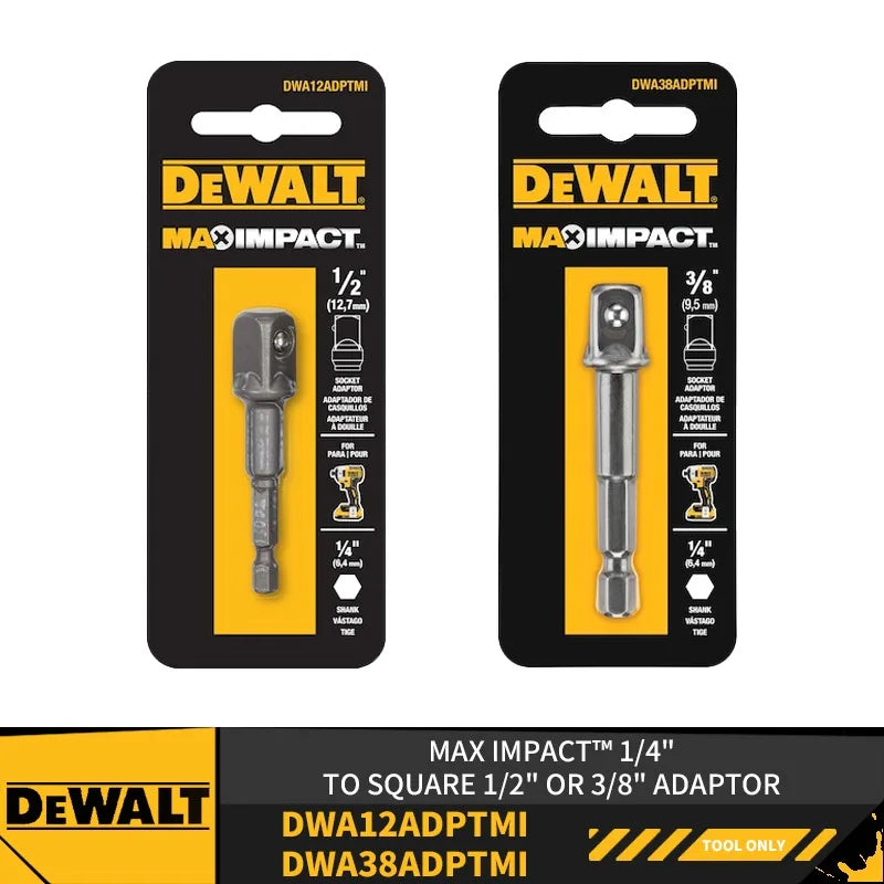 DEWALT DWA12ADPTMI DWA38ADPTMI MAX IMPACT™ 1/4" TO SQUARE 1/2" or 3/8" ADAPTOR Power Tool Accessories