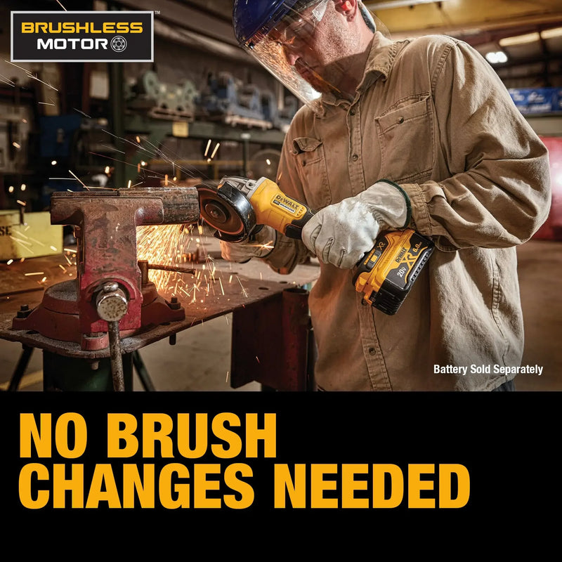 DEWALT DCG413 Brushless Cordless Paddle Switch Small 115MM(4.5in.) Angle Grinder With KICKBACK BREAK™ 20V Lithium Power Tools