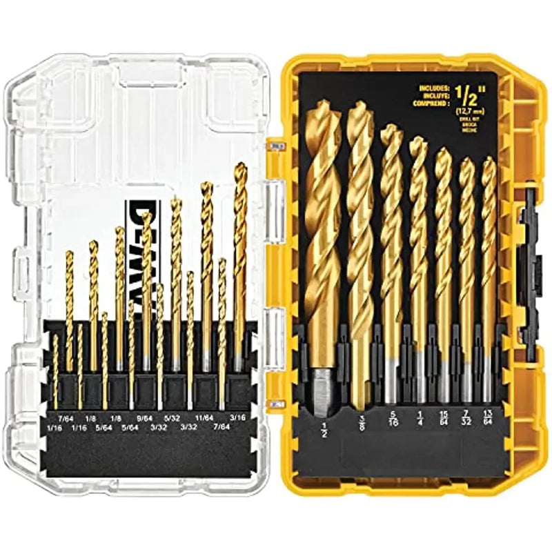 DEWALT DW1361 21Pc Pilot Point® Titanium Nitride Coating Drill Bit Set Power Tool Accessories